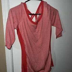 Maurices Coral and White Striped Top